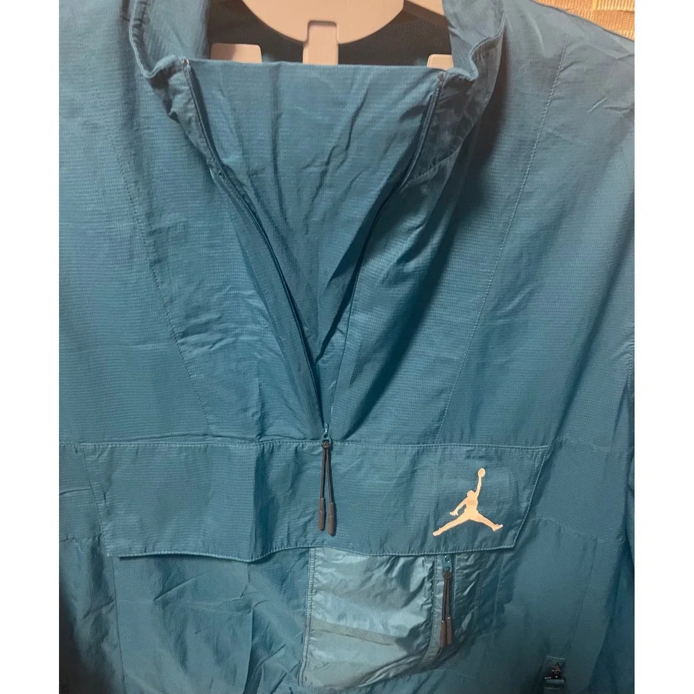 Jordan 23 Engineered Mens Teal Blue Ripstop Quarter Zip Windbreaker Jacket M